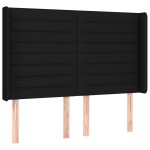 vidaXL Tăblie de pat cu LED, negru, 147x16x118/128 cm, textil vidaXL Tăblie de pat cu LED, negru, 147x16x118/128 cm, textil