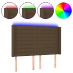 vidaXL Tăblie de pat cu LED, maro închis, 147x16x118/128 cm, textil vidaXL Tăblie de pat cu LED, maro închis, 147x16x118/128 cm, textil