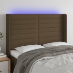 vidaXL Tăblie de pat cu LED, maro închis, 147x16x118/128 cm, textil vidaXL Tăblie de pat cu LED, maro închis, 147x16x118/128 cm, textil