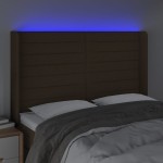 vidaXL Tăblie de pat cu LED, maro închis, 147x16x118/128 cm, textil vidaXL Tăblie de pat cu LED, maro închis, 147x16x118/128 cm, textil