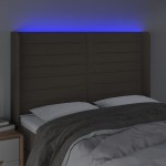 vidaXL Tăblie de pat cu LED, gri taupe, 147x16x118/128 cm, textil vidaXL Tăblie de pat cu LED, gri taupe, 147x16x118/128 cm, textil