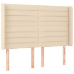 vidaXL Tăblie de pat cu LED, crem, 147x16x118/128 cm, textil