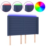 vidaXL Tăblie de pat cu LED, albastru, 147x16x118/128 cm, textil vidaXL Tăblie de pat cu LED, albastru, 147x16x118/128 cm, textil