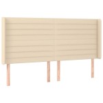 vidaXL Tăblie de pat cu LED, crem, 163x16x118/128 cm, textil vidaXL Tăblie de pat cu LED, crem, 163x16x118/128 cm, textil