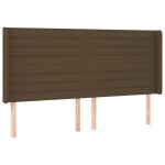 vidaXL Tăblie de pat cu LED, maro închis, 183x16x118/128 cm, textil