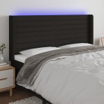 vidaXL Tăblie de pat cu LED, negru, 203x16x118/128 cm, textil vidaXL Tăblie de pat cu LED, negru, 203x16x118/128 cm, textil