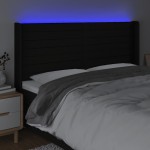 vidaXL Tăblie de pat cu LED, negru, 203x16x118/128 cm, textil vidaXL Tăblie de pat cu LED, negru, 203x16x118/128 cm, textil