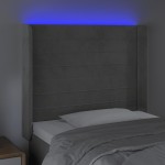 vidaXL Tăblie de pat cu LED, gri deschis, 83x16x118/128 cm, catifea vidaXL Tăblie de pat cu LED, gri deschis, 83x16x118/128 cm, catifea