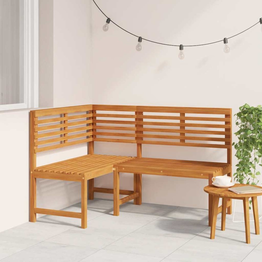 vidaXL Bancă de colț pentru grădină, 140 cm, lemn masiv de acacia