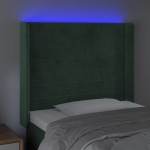 vidaXL Tăblie de pat cu LED, verde închis, 83x16x118/128 cm, catifea vidaXL Tăblie de pat cu LED, verde închis, 83x16x118/128 cm, catifea