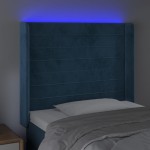 vidaXL Tăblie de pat cu LED, albastru închis, 93x16x118/128cm, catifea