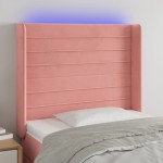 vidaXL Tăblie de pat cu LED, roz, 93x16x118/128 cm, catifea vidaXL Tăblie de pat cu LED, roz, 93x16x118/128 cm, catifea