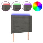 vidaXL Tăblie de pat cu LED, gri închis, 103x16x118/128 cm, catifea vidaXL Tăblie de pat cu LED, gri închis, 103x16x118/128 cm, catifea