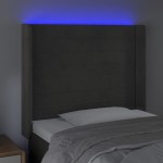 vidaXL Tăblie de pat cu LED, gri închis, 103x16x118/128 cm, catifea vidaXL Tăblie de pat cu LED, gri închis, 103x16x118/128 cm, catifea