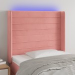 vidaXL Tăblie de pat cu LED, roz, 103x16x118/128 cm, catifea vidaXL Tăblie de pat cu LED, roz, 103x16x118/128 cm, catifea