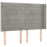 vidaXL Tăblie de pat cu LED, gri deschis, 147x16x118/128 cm, catifea