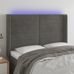 vidaXL Tăblie de pat cu LED, gri închis, 147x16x118/128 cm, catifea vidaXL Tăblie de pat cu LED, gri închis, 147x16x118/128 cm, catifea