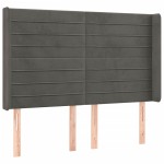vidaXL Tăblie de pat cu LED, gri închis, 147x16x118/128 cm, catifea vidaXL Tăblie de pat cu LED, gri închis, 147x16x118/128 cm, catifea