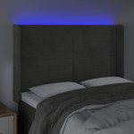vidaXL Tăblie de pat cu LED, gri închis, 147x16x118/128 cm, catifea vidaXL Tăblie de pat cu LED, gri închis, 147x16x118/128 cm, catifea