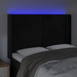 vidaXL Tăblie de pat cu LED, negru, 147x16x118/128 cm, catifea vidaXL Tăblie de pat cu LED, negru, 147x16x118/128 cm, catifea