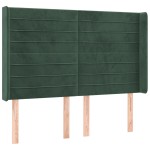 vidaXL Tăblie de pat cu LED, verde închis, 147x16x118/128 cm, catifea