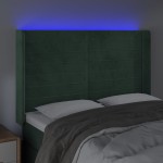 vidaXL Tăblie de pat cu LED, verde închis, 147x16x118/128 cm, catifea