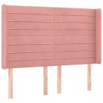 vidaXL Tăblie de pat cu LED, roz, 147x16x118/128 cm, catifea