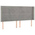 vidaXL Tăblie de pat cu LED, gri deschis, 163x16x118/128 cm, catifea