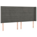 vidaXL Tăblie de pat cu LED, gri închis, 163x16x118/128 cm, catifea vidaXL Tăblie de pat cu LED, gri închis, 163x16x118/128 cm, catifea