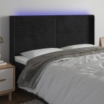 vidaXL Tăblie de pat cu LED, negru, 163x16x118/128 cm, catifea vidaXL Tăblie de pat cu LED, negru, 163x16x118/128 cm, catifea
