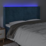 vidaXL Tăblie de pat cu LED, albastru închis, 163x16x118/128cm catifea