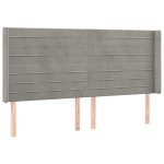 vidaXL Tăblie de pat cu LED, gri deschis, 183x16x118/128 cm, catifea