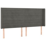 vidaXL Tăblie de pat cu LED, gri închis, 183x16x118/128 cm, catifea vidaXL Tăblie de pat cu LED, gri închis, 183x16x118/128 cm, catifea
