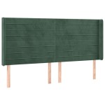 vidaXL Tăblie de pat cu LED, verde închis, 183x16x118/128 cm, catifea vidaXL Tăblie de pat cu LED, verde închis, 183x16x118/128 cm, catifea
