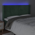 vidaXL Tăblie de pat cu LED, verde închis, 183x16x118/128 cm, catifea vidaXL Tăblie de pat cu LED, verde închis, 183x16x118/128 cm, catifea