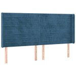 vidaXL Tăblie de pat cu LED, albastru închis, 183x16x118/128cm catifea