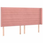 vidaXL Tăblie de pat cu LED, roz, 183x16x118/128 cm, catifea