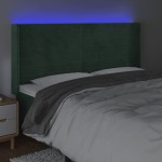 vidaXL Tăblie de pat cu LED, verde închis, 203x16x118/128 cm, catifea vidaXL Tăblie de pat cu LED, verde închis, 203x16x118/128 cm, catifea