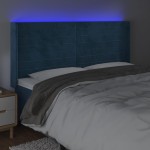 vidaXL Tăblie de pat cu LED, albastru închis, 203x16x118/128cm catifea