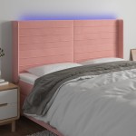 vidaXL Tăblie de pat cu LED, roz, 203x16x118/128 cm, catifea vidaXL Tăblie de pat cu LED, roz, 203x16x118/128 cm, catifea