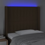 vidaXL Tăblie de pat cu LED, maro închis, 83x16x118/128 cm, textil vidaXL Tăblie de pat cu LED, maro închis, 83x16x118/128 cm, textil