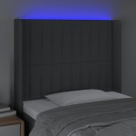 vidaXL Tăblie de pat cu LED, gri închis, 103x16x118/128 cm, textil vidaXL Tăblie de pat cu LED, gri închis, 103x16x118/128 cm, textil