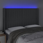 vidaXL Tăblie de pat cu LED, gri închis, 147x16x118/128 cm, textil vidaXL Tăblie de pat cu LED, gri închis, 147x16x118/128 cm, textil