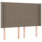 vidaXL Tăblie de pat cu LED, gri taupe, 147x16x118/128 cm, textil vidaXL Tăblie de pat cu LED, gri taupe, 147x16x118/128 cm, textil