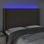 vidaXL Tăblie de pat cu LED, gri taupe, 147x16x118/128 cm, textil vidaXL Tăblie de pat cu LED, gri taupe, 147x16x118/128 cm, textil