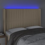 vidaXL Tăblie de pat cu LED, crem, 147x16x118/128 cm, textil vidaXL Tăblie de pat cu LED, crem, 147x16x118/128 cm, textil