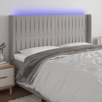 vidaXL Tăblie de pat cu LED, gri deschis, 163x16x118/128 cm, textil vidaXL Tăblie de pat cu LED, gri deschis, 163x16x118/128 cm, textil