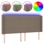 vidaXL Tăblie de pat cu LED, gri taupe, 163x16x118/128 cm, textil