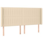 vidaXL Tăblie de pat cu LED, crem, 163x16x118/128 cm, textil