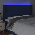 vidaXL Tăblie de pat cu LED, albastru, 163x16x118/128 cm, textil vidaXL Tăblie de pat cu LED, albastru, 163x16x118/128 cm, textil